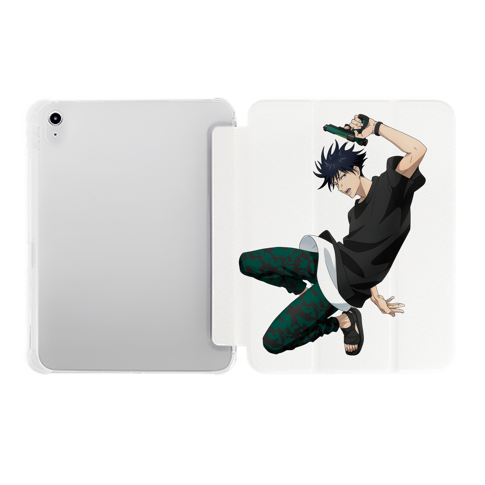 （画像用） 呪術廻戦 Jujutsu Kaisen IPad ケース ペン収納付き 三つ折りスタンド PUレザー×シリコン 対応機種9.5/10.5/10.9インチ